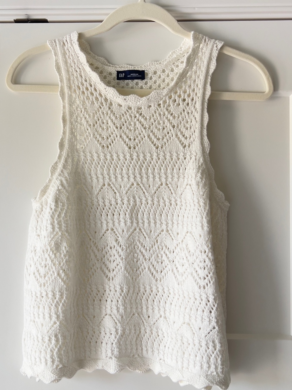 GAP Crochet Halter Tank White Top Women's- Medium